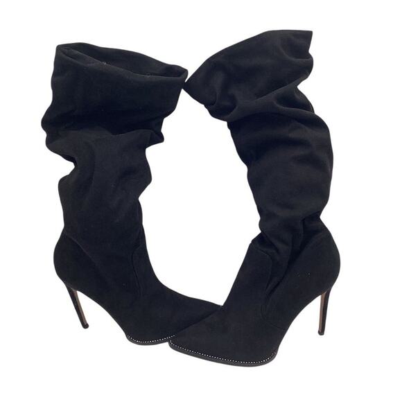 Mix No. 6 Women's Black Slouch Booties Size 10M Mid-Calf Pointed Toe - Picture 1 of 13